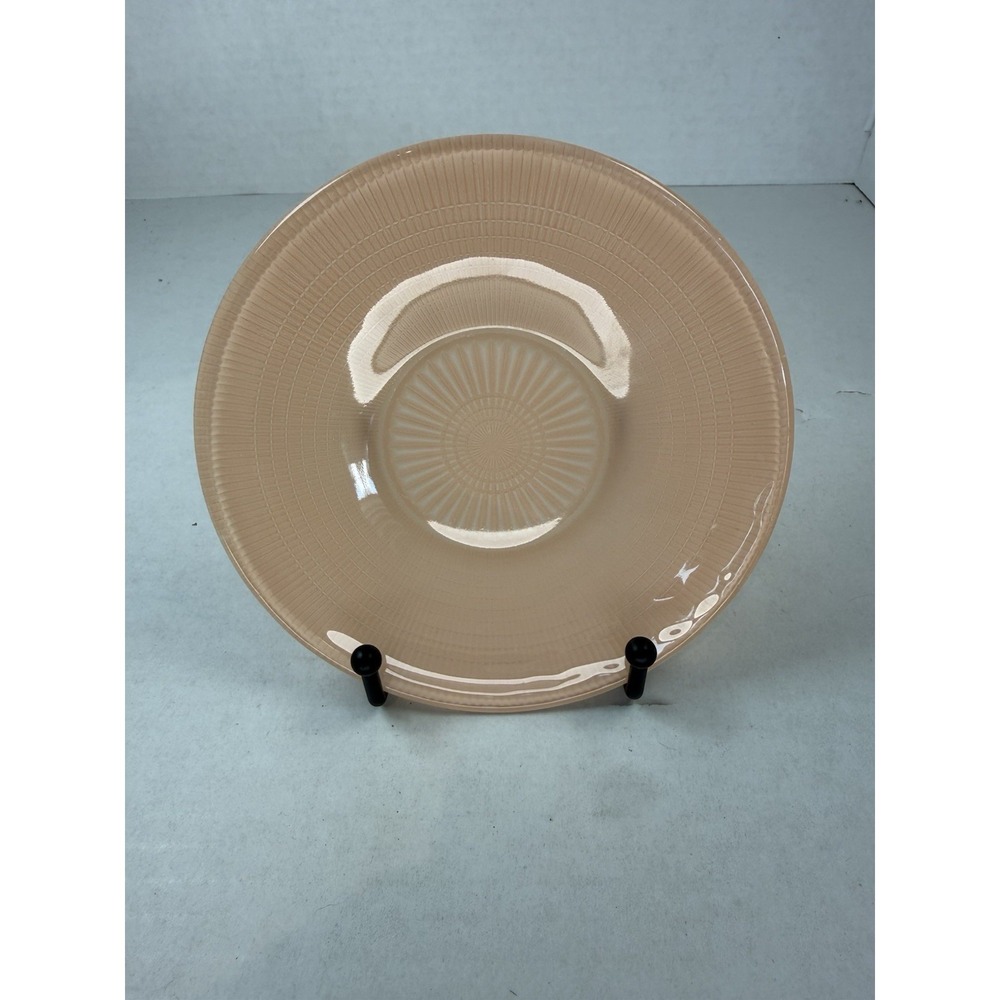 Dominion Saguenay Fired On Pastel Pink Sherbet Plate Canadian Depression Glass